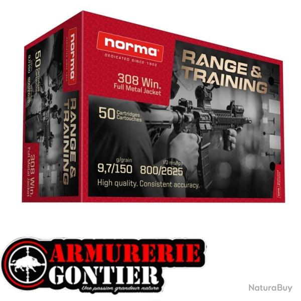 Munitions Norma Range & Training .308 Win 150 gr (9,7 g) - Bo�te de 50