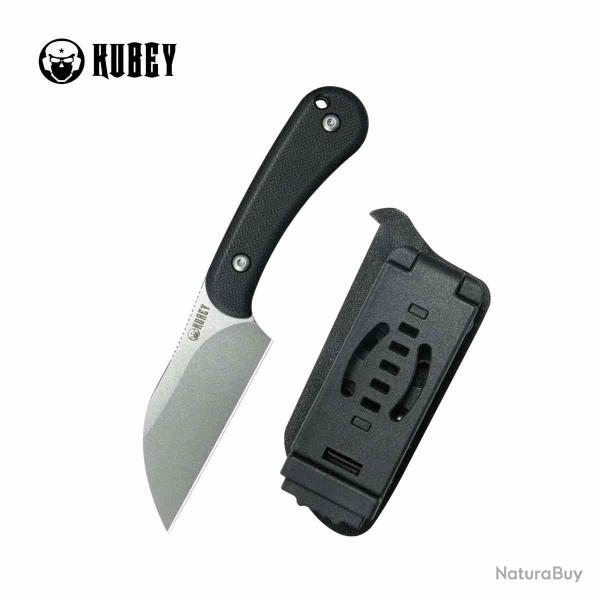 Couteau Lame Fixe Kubey Rock Hopper Lame Acier 14C28N Manche G10 Noir Etui Kydex KUB412A