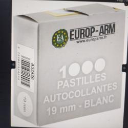 Europ arm pastille autocollantes blanche diam&egrave;tre 19