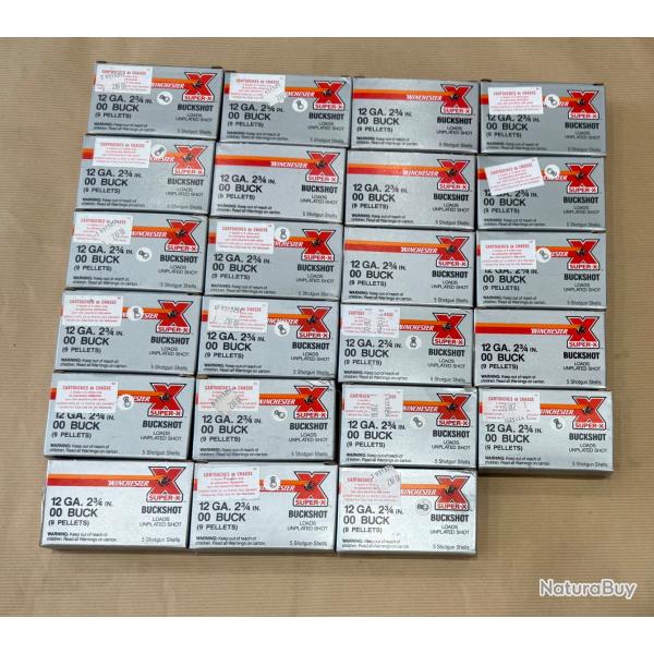 LOT DE 115 CHEVROTINES WINCHESTER BUCKSHOT CAL 12/70 9 GRAINS