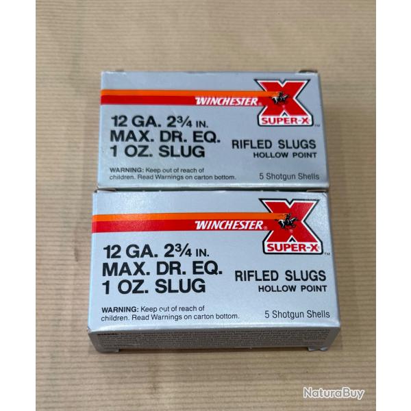 LOT DE 10 BALLES WINCHESTER RIFLED SLUGS CAL 12/70