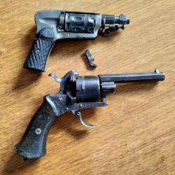 Lot revolver lefaucheux 7mm broche + hammerless le bossu 6mm
