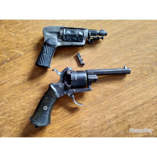 Lot revolver lefaucheux 7mm broche + hammerless le bossu 6mm