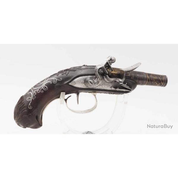 PISTOLET DE POCHE D'OFFICIER DE MARINE CALOTTE T�TE D'OISEAU SIGN� PARIS - FRANCE XVIII� Categorie D