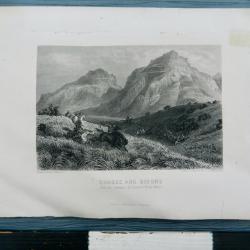 Gravure ancienne - Chasse aux bisons dans les savanes de l'Ouest (&Eacute;tats-Unis)