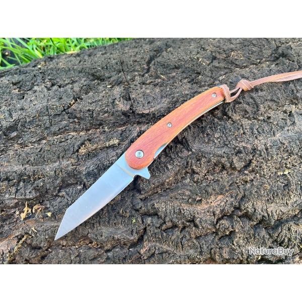 Couteau pliant D2 - Tanto modifi� - Palissandre - linerlock ench�re