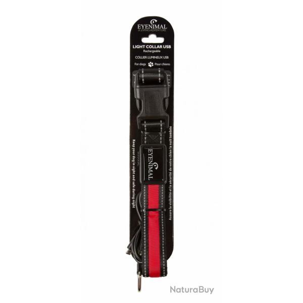 EYENIMAL Light Collar USB Rechargeable Collier rouge - L - 50-65 cm