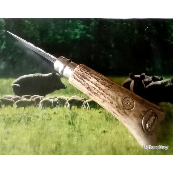 Couteau de poche Opinel 10 bois de cerf ( le sanglier)