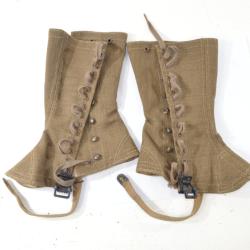 Paire de guetres en toile kaki, Arm&eacute;e Fran&ccedil;aise 1954, Guerre d'Indochine. Taille 2