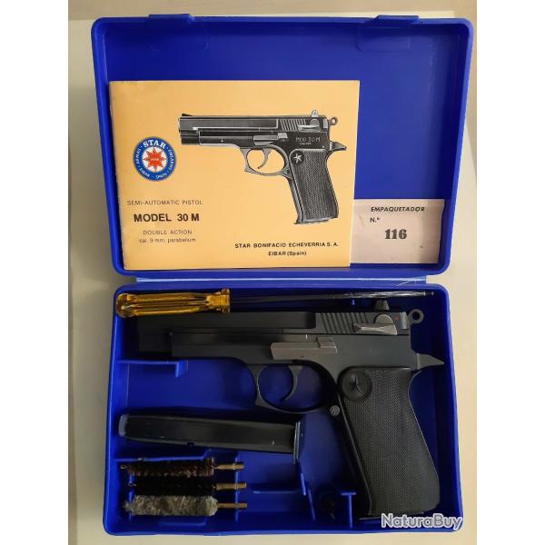 Vends pistolet STAR 30M 9x19 dans sa boite d'origine avec 2 chargeurs, le tout en bon �tat.