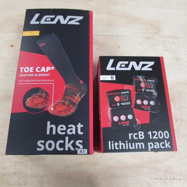 Chaussettes chauffante LENZ 4.1 toe cap + RCB 1200 Lithium pack