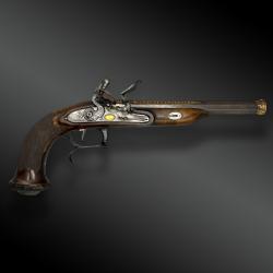 PISTOLET D'OFFICIER SUP&Eacute;RIEUR, &Agrave; SILEX, PAR LE PAGE ARQUEBUSIER DE L'EMPEREUR France, 1er Emp.