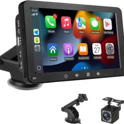 &Eacute;cran Voiture 7" avec Carplay et Android Auto sans Fil - Autoradio Portable avec &Eacute;cran Tactile : Cam