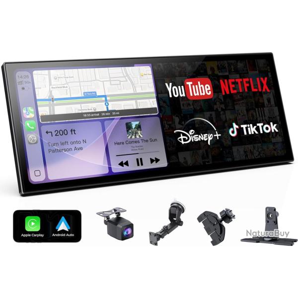 �cran CarPlay sans Fil 11,26",CarPlay & Android Auto Portable,Cam�ra de Recul 1080P,Fonction d'�cran