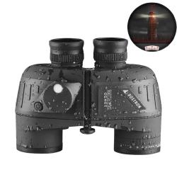 Jumelles Marines 10x50 Etanches Anti-Bu&eacute;e BAK4 HD T&eacute;l&eacute;m&egrave;tre et Boussole pour Navigation Chasse Noir