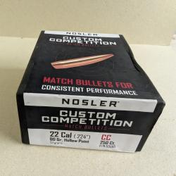 3 bo&icirc;tes d'ogives NOSLER Custom Comp&eacute;tition .224 80gn HP