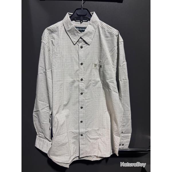 Chemise deerhunter a carreaux blanche taille 47/48 neuve avec etiquette , destockage chasse enchere