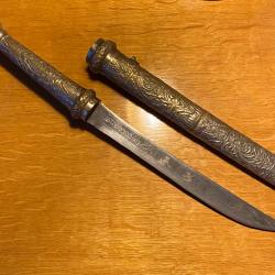 Dha birman ancien 1890-1920 d&eacute;cor incrust&eacute;