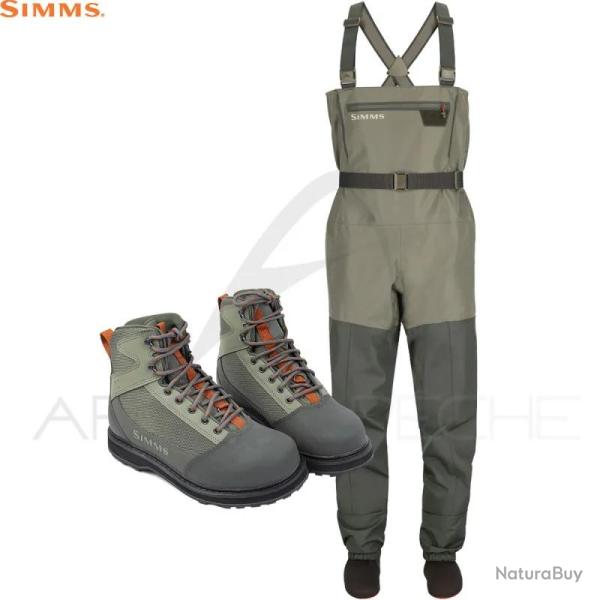 Pack waders SIMMS Tributary Basalt + chaussures caoutchouc XL