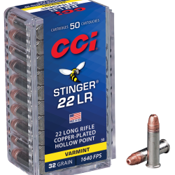 Balles CCI Calibre 22LR Stinger Hyper Velocity 32 Grains