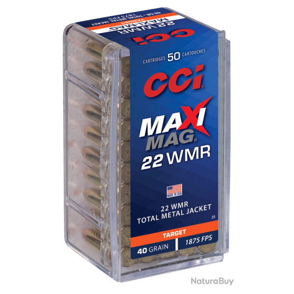 Balles CCI Calibre 22WMR Maxi Mag TMJ 40 Grains