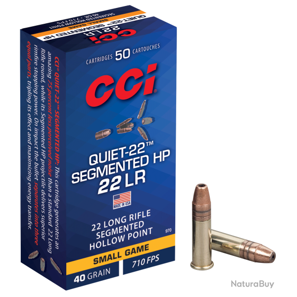 Balles CCI Calibre 22LR Quiet-22 Segmented HP 40 Grains