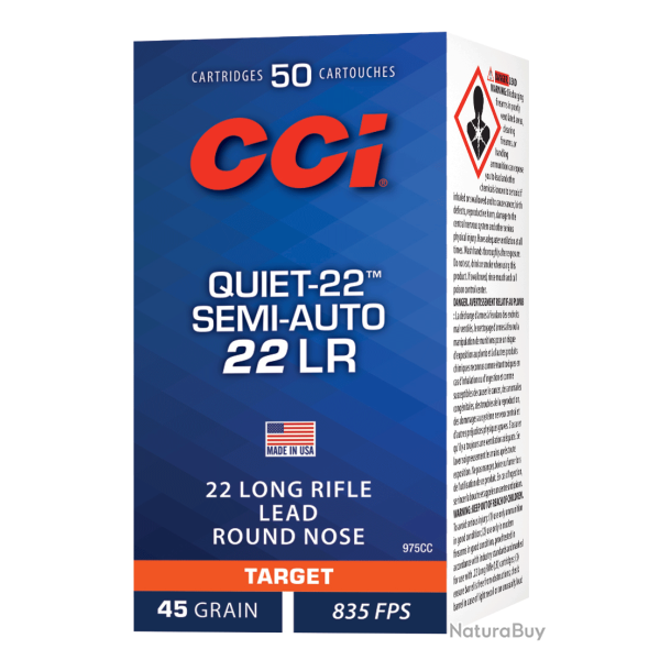 Balles CCI Calibre 22LR Quiet-22 Semi Auto 45 grains