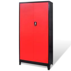 Armoire avec coffre &agrave; outils bo&icirc;te de rangement stockage servante d'atelier 3 etag&egrave;res r&eacute;glables ac