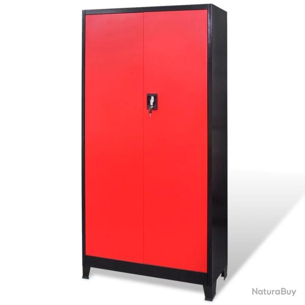 Armoire avec coffre � outils bo�te de rangement stockage servante d'atelier 3 etag�res r�glables ac