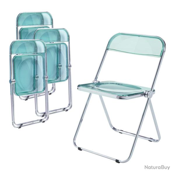 Lot de 4 chaises pliantes camping 74 x 46 x 47 cm vert menthe 03_0009853