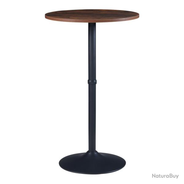 Table haute ronde Vantaa acier MDF 100 x 60 cm noir effet noyer 03_0011086
