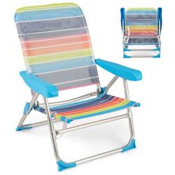 Lot de 2 chaises de plage camping pliables 64 x 63 x 74 cm 4 positions inclinables avec accoudoirs