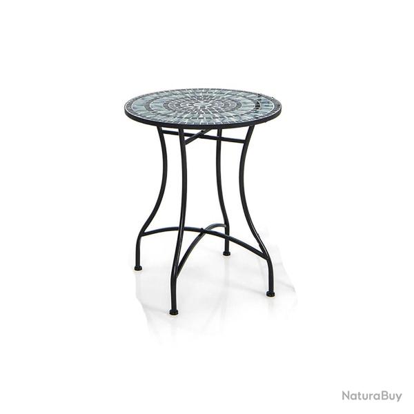 Table de bistrot ronde 60 x 72 cm avec motifs de mosa�que pour balcon jardin en m�tal multicolore 2
