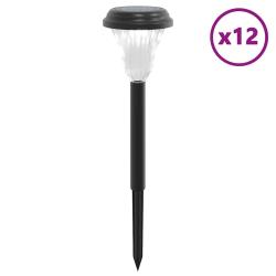 Lot de 12 lampes solaires d'all&eacute;es et piquets de jardin 8,5 x 31 cm &eacute;clairage automatique ambiance