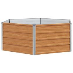 Jardini&egrave;re sur&eacute;lev&eacute; industriel hexagonal 129 x 129 x 45 cm en acier galvanis&eacute; aspect bois 02_0059008