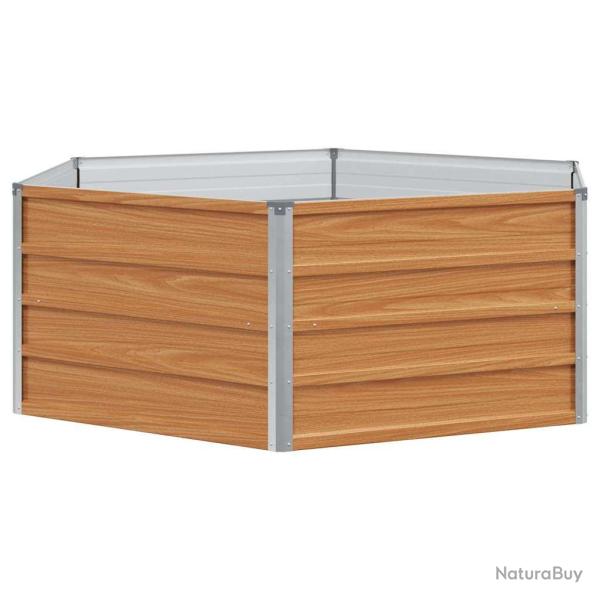 Jardini�re sur�lev� industriel hexagonal 129 x 129 x 45 cm en acier galvanis� aspect bois 02_0059008