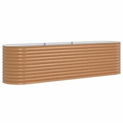 Jardini&egrave;re sur&eacute;lev&eacute; moderne ext&eacute;rieur 320 x 80 x 81 cm durable minimaliste en acier marron 02_00589