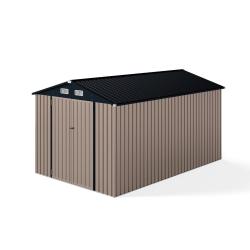 Abri de jardin m&eacute;tallique 350 x 223 x 197 cm espace de rangement s&eacute;curis&eacute; toit inclin&eacute; design conte