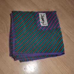 foulard carr&eacute; vintage 100% soie YSL  /  62 X 60 cm