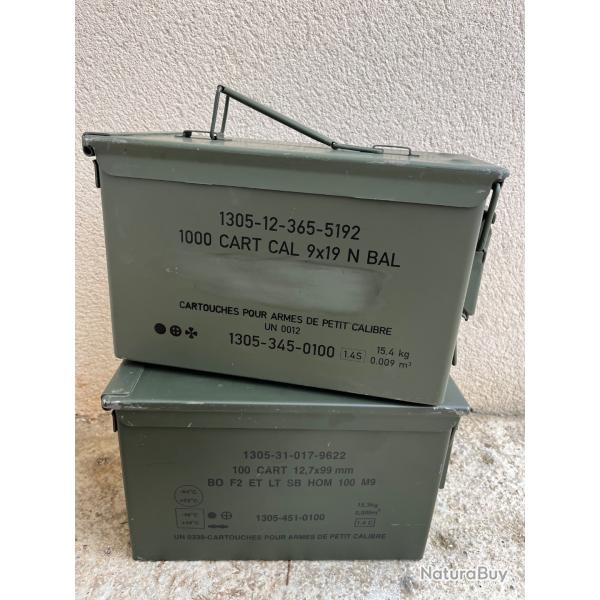 Lot de 2 caisses � munitions vides kaki