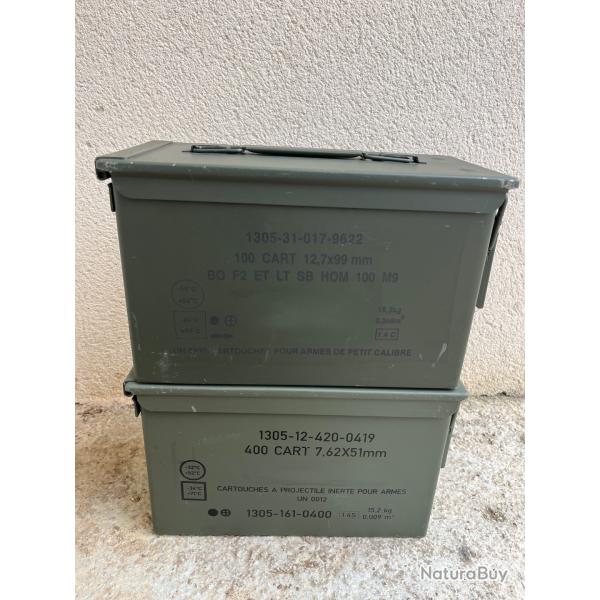 Lot de 2 caisses � munitions vides en m�tal