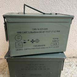 Lot de 2 caisses &agrave; munitions vides vertes