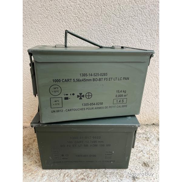 Lot de 2 caisses � munitions vides vertes