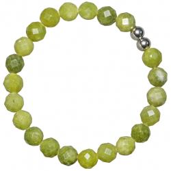 Bracelet en jade n&eacute;phrite - Perles rondes facett&eacute;es 8 mm