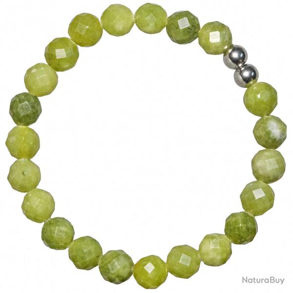 Bracelet en jade n�phrite - Perles rondes facett�es 8 mm