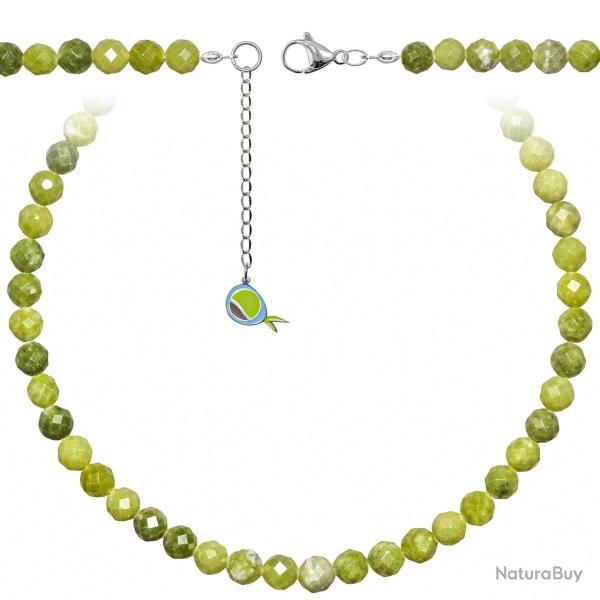 Collier en jade n�phrite - Perles rondes facett�es 8 mm - 50 cm