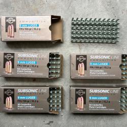 Lot de 5 bo&icirc;tes vides de munitions PPU 9 mm LUGER SUBSONIC LINE