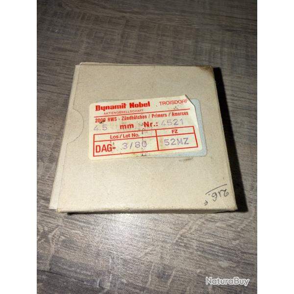 lot de 250 amorces BERDAN 4.5 mm small pistol