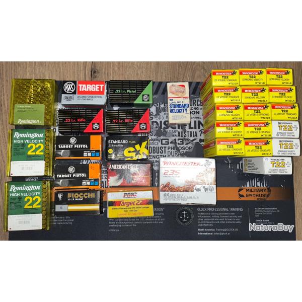 ENCHERES 1� - LOT DE 1702 MUNITIONS 22LR