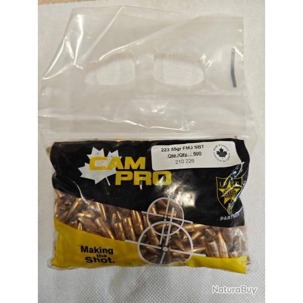 Ogives CAMPRO 223 55gr FMJ SBT x500
